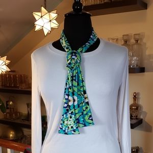 Green And Blue Floral Scarf Tie